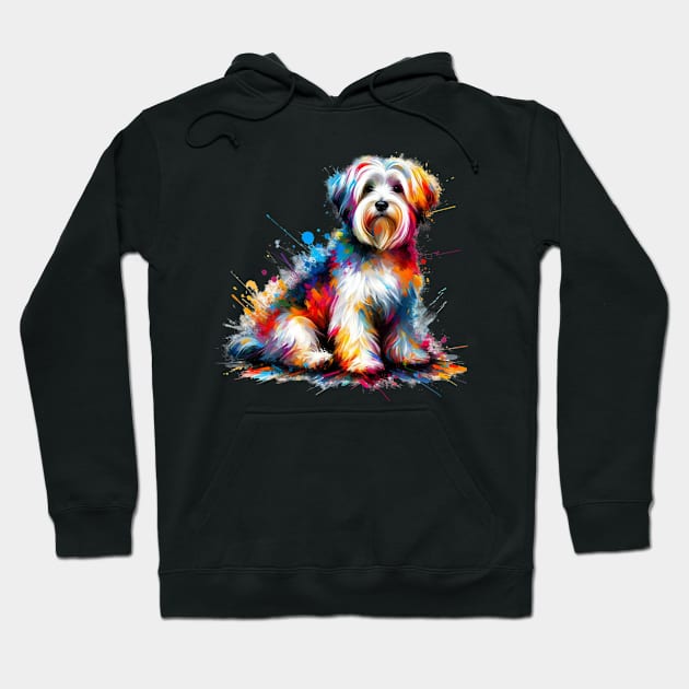 Vibrant Dandie Dinmont Terrier in Splash Art Hoodie by ArtRUs